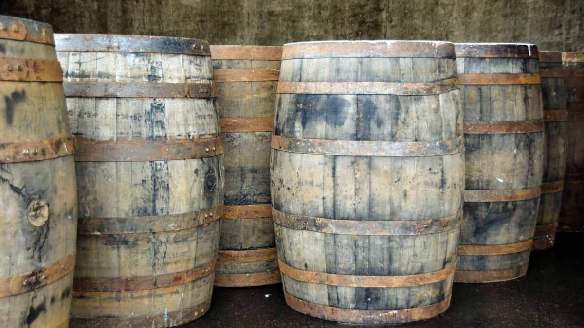 Used whiskey barrels in making craft beer