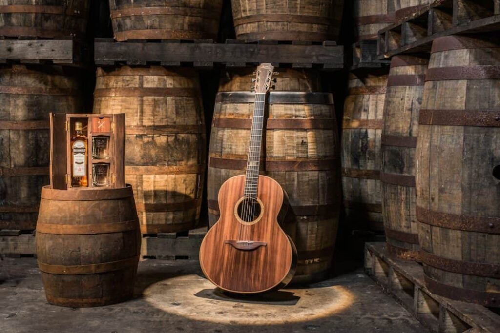 Used whiskey barrels F-50 Guitar by Bushmills x Lowden