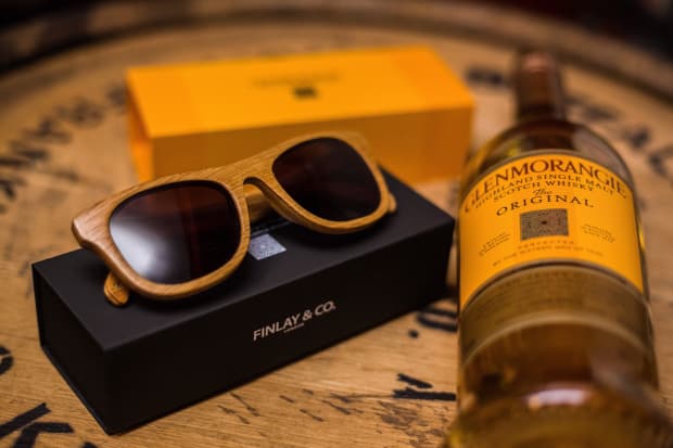 Used whiskey barrel Sunglasses from Glenmorangie and Finlay & Co.