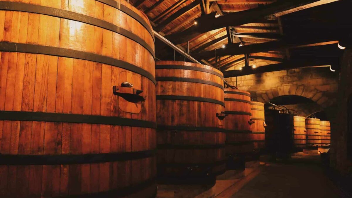 wooden barrels