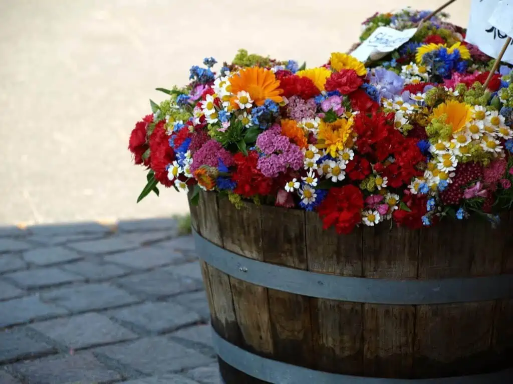 Bourbon Barrel Flower Stand- Rocky Mountain Barrel Company