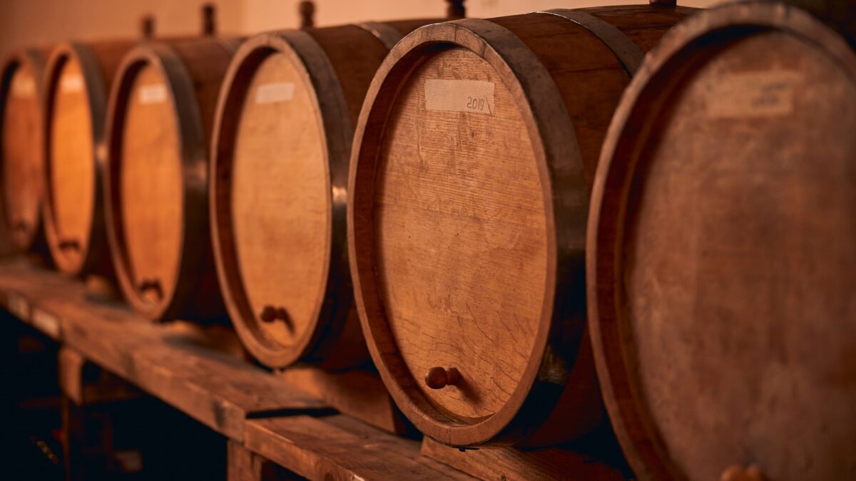 wooden barrels